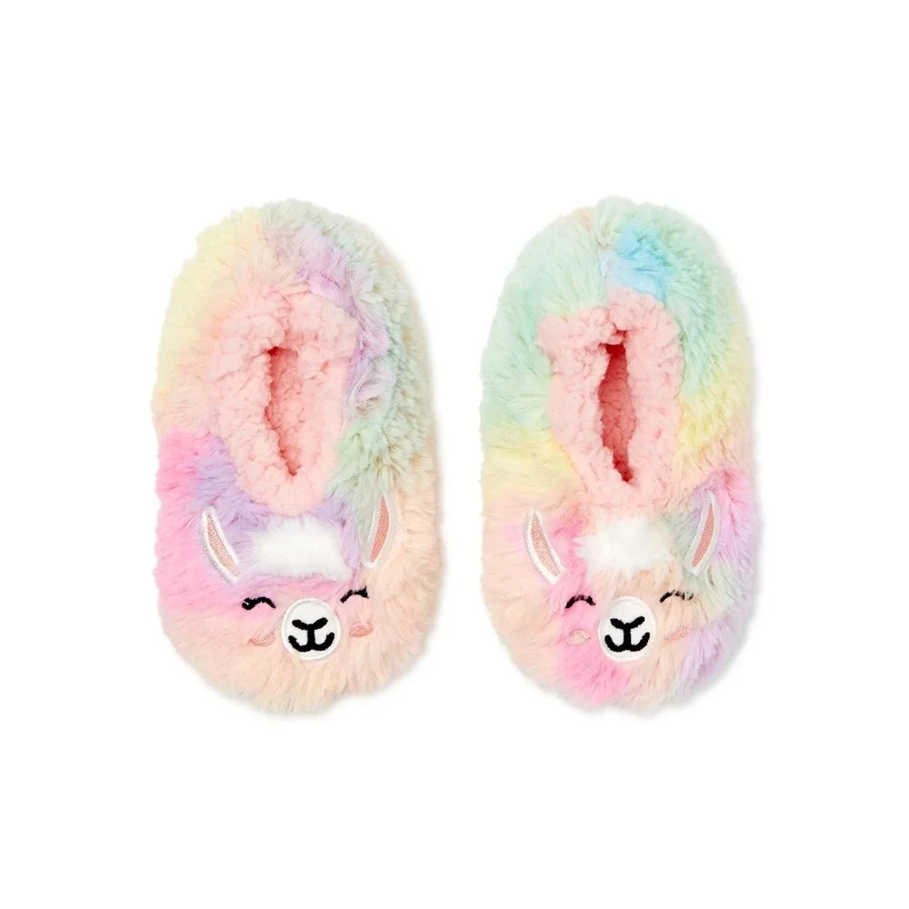 Wonder Nation Girls Llama Tie Dye Slipper Socks, 1 Pack